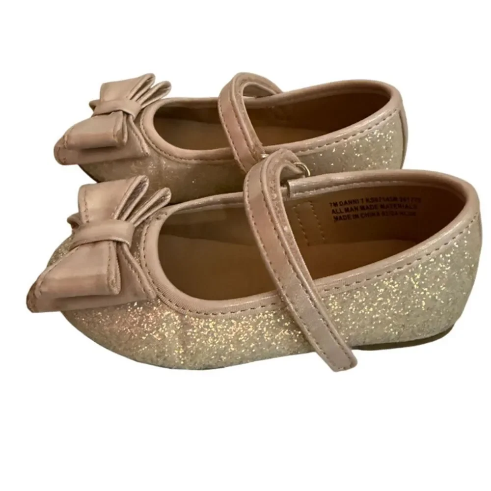Sugar Shimmer Beige Mary Jane Ballet Flats Shoes Size 7